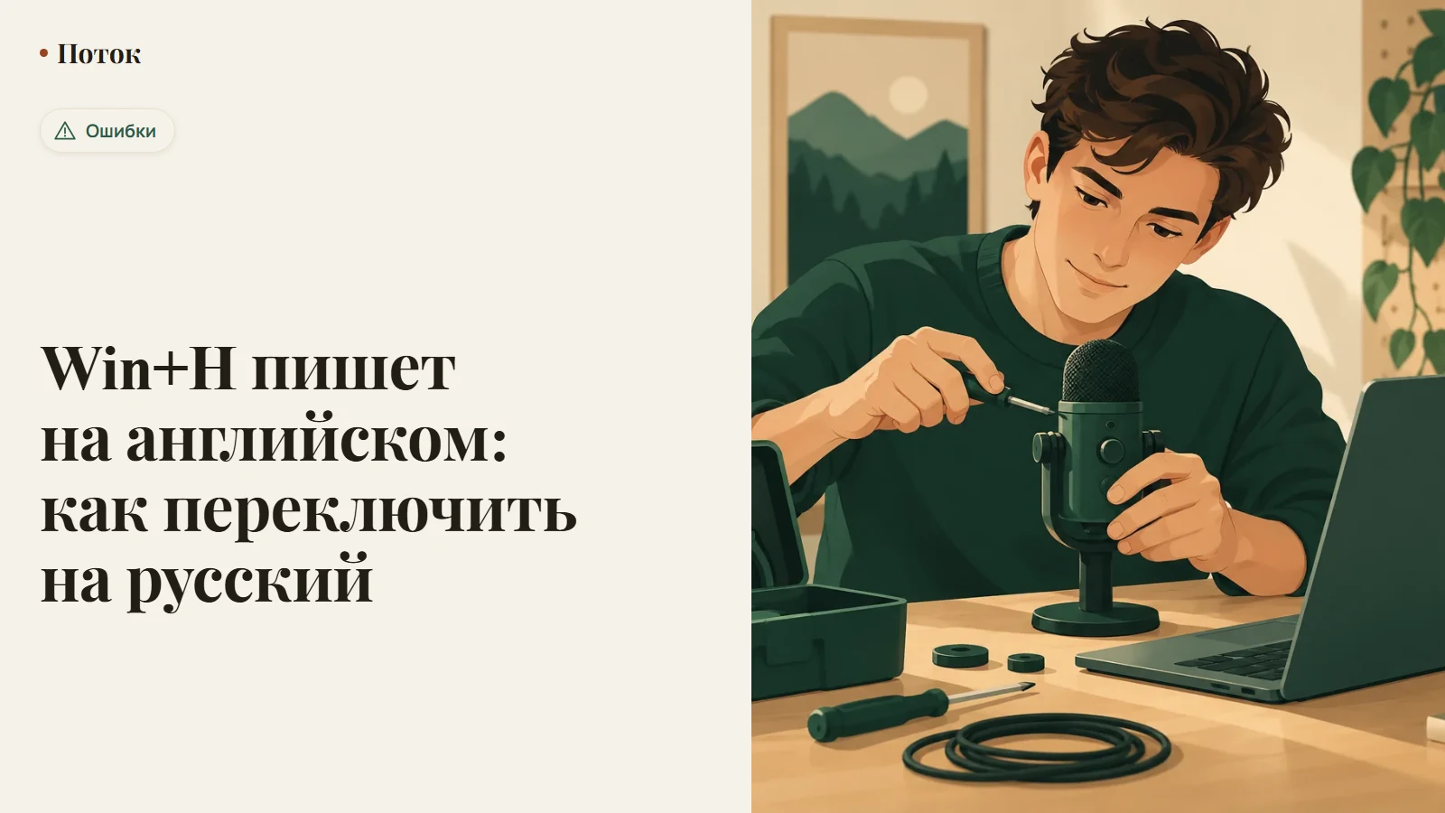 Win+H пишет на английском: как переключить на русский