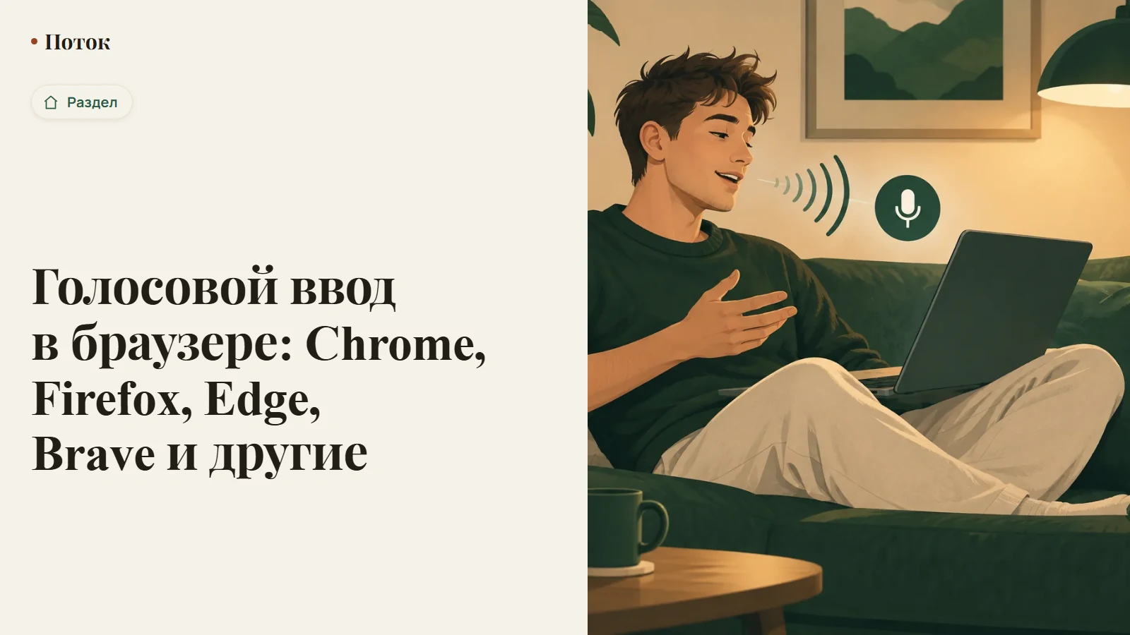 Голосовой ввод в браузере: Chrome, Firefox, Edge, Brave и другие