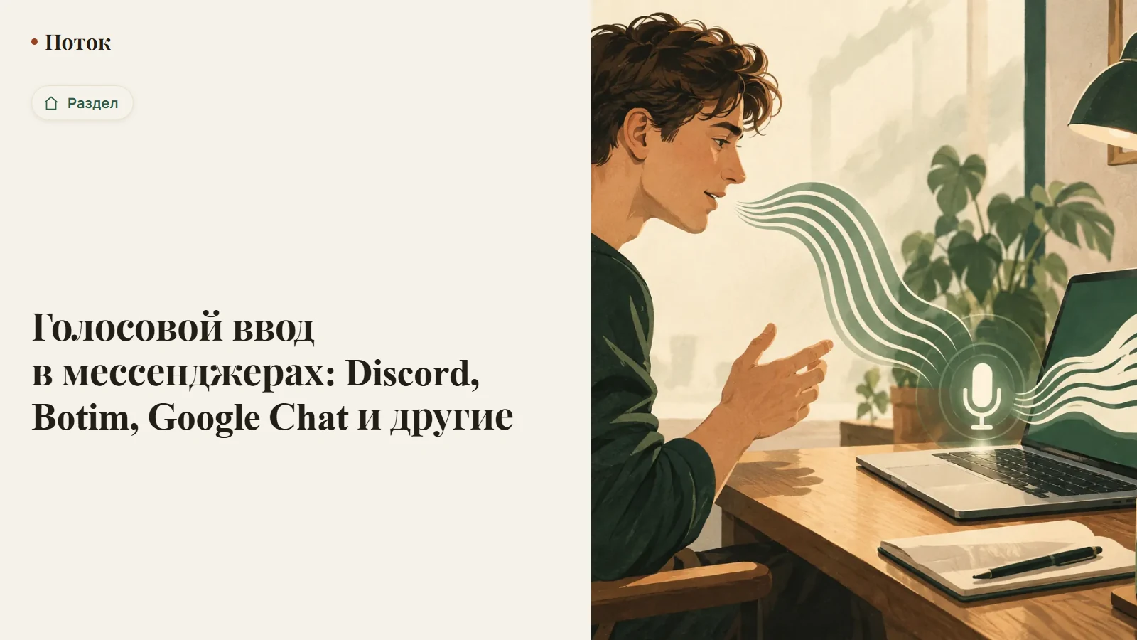 Голосовой ввод в мессенджерах: Discord, Botim, Google Chat и другие
