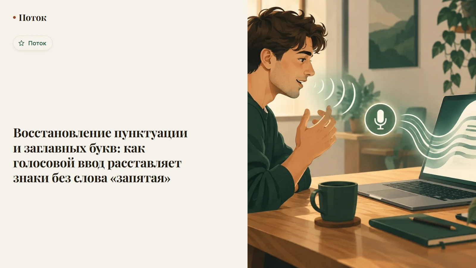 Расшифровка речи, в которой точки и запятые сами становятся на место между словами