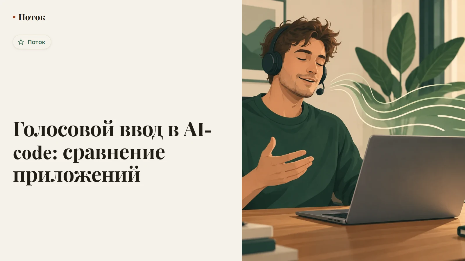 Разработчик диктует промпт для ИИ-ассистента с открытым окном кода на экране