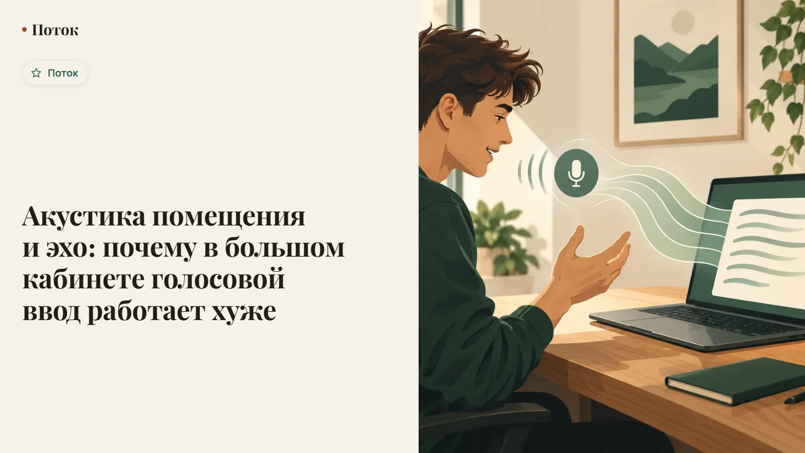 Акустика помещения и эхо: почему в большом кабинете голосовой ввод работает хуже