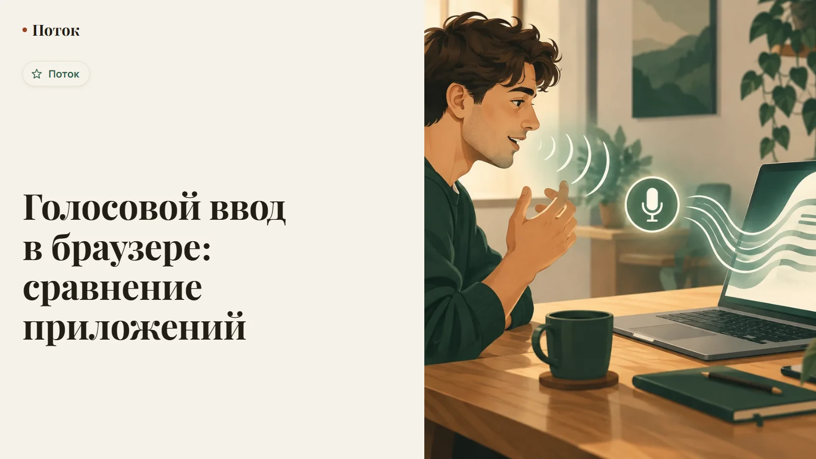 Открытая вкладка браузера с текстовым полем и иконкой микрофона для голосового ввода