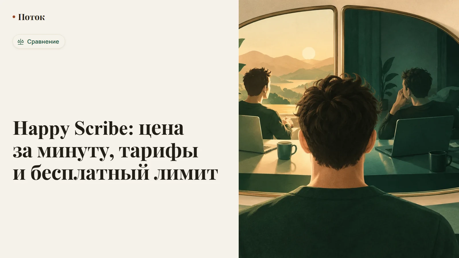 Таблица тарифов Happy Scribe с пакетами минут и значком таймера