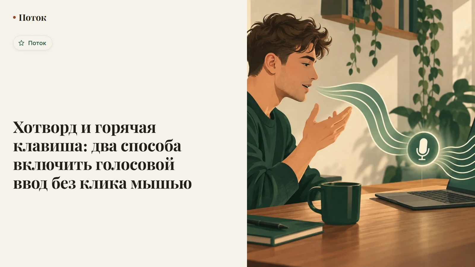 Хотворд и горячая клавиша: два способа включить голосовой ввод без клика мышью