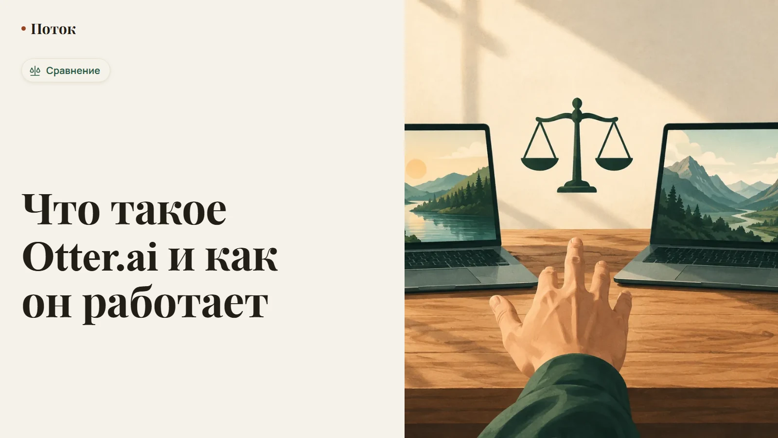 Otter.ai: окно транскрибации встречи с текстом разговора на экране