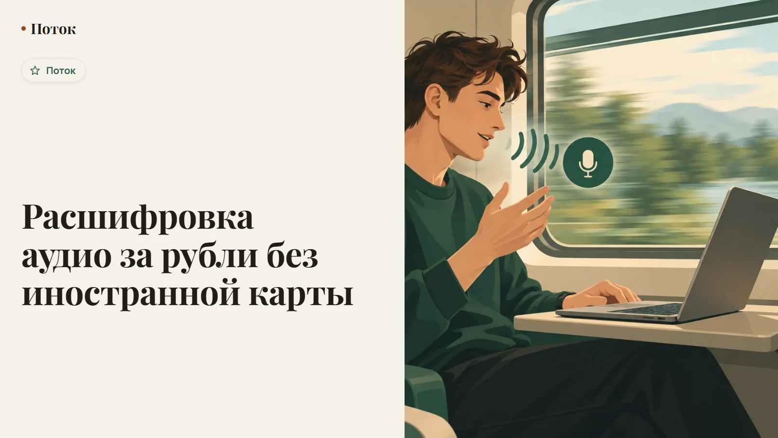 Расшифровка аудио за рубли без иностранной карты