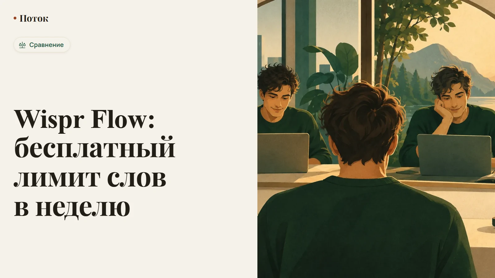 Недельный счётчик слов Wispr Flow с лимитом 2000 слов на компьютере