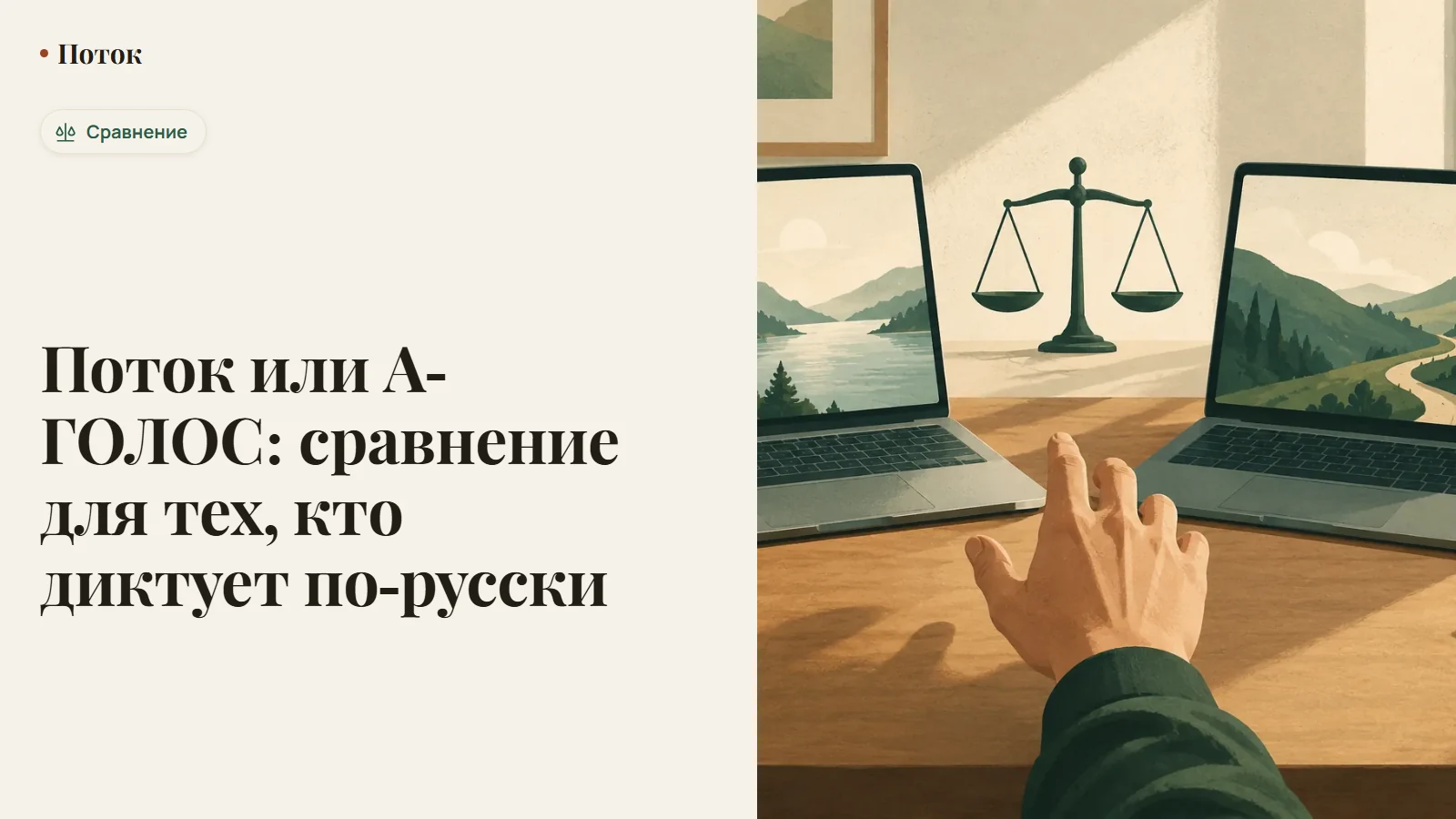 Два приложения голосового ввода рядом — А-ГОЛОС и Поток — со значками платформ