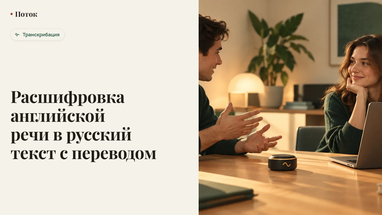 Расшифровка английской речи в русский текст с переводом
