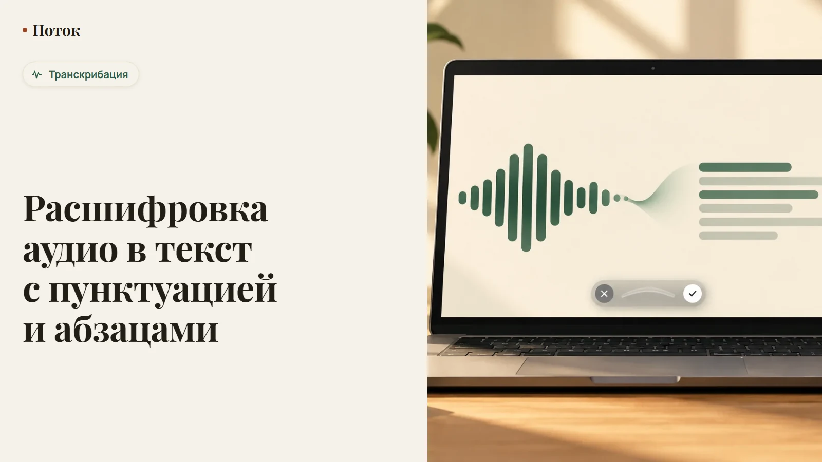 Расшифровка аудио в текст с пунктуацией и абзацами