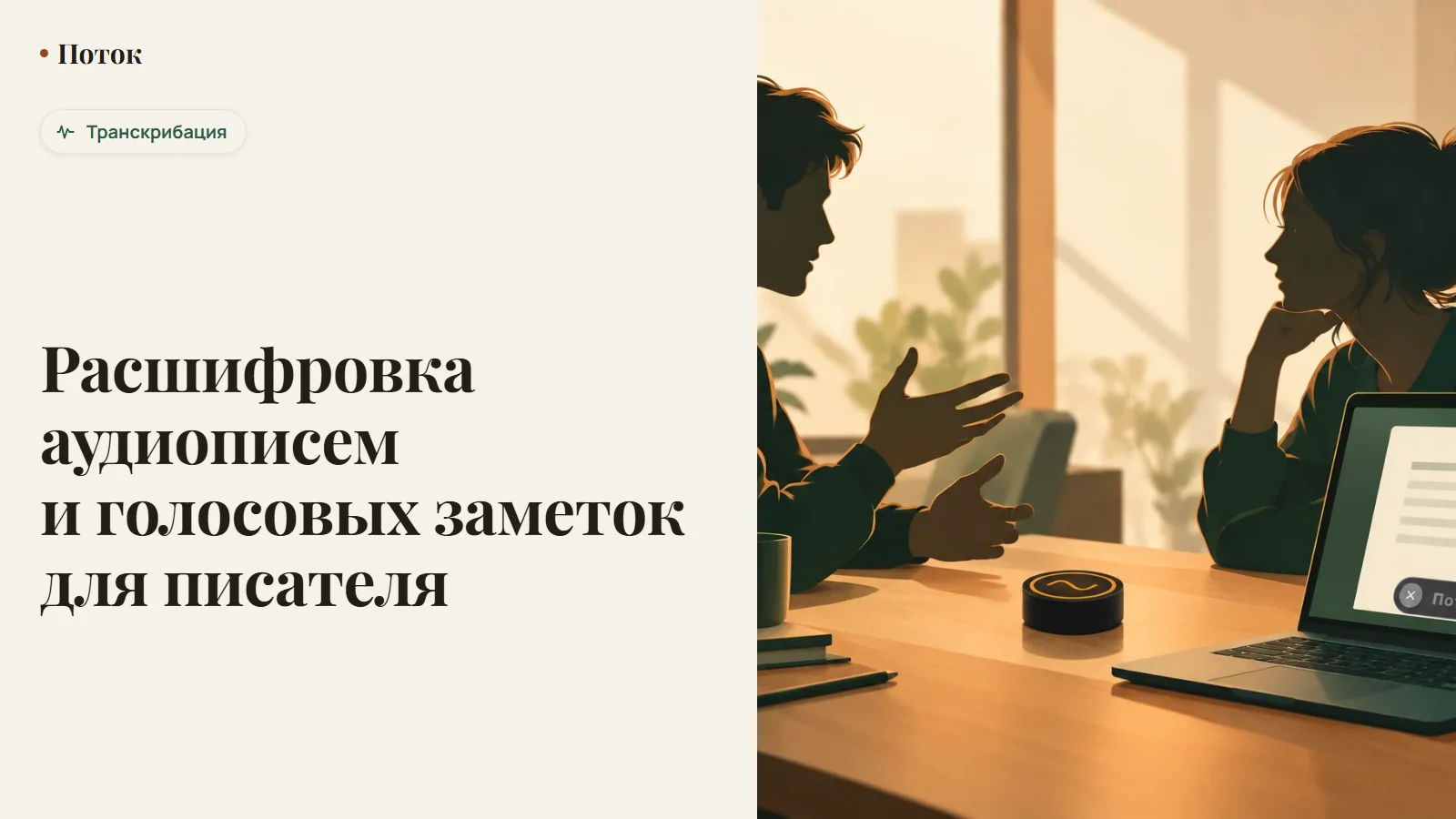 Расшифровка аудиописем и голосовых заметок для писателя
