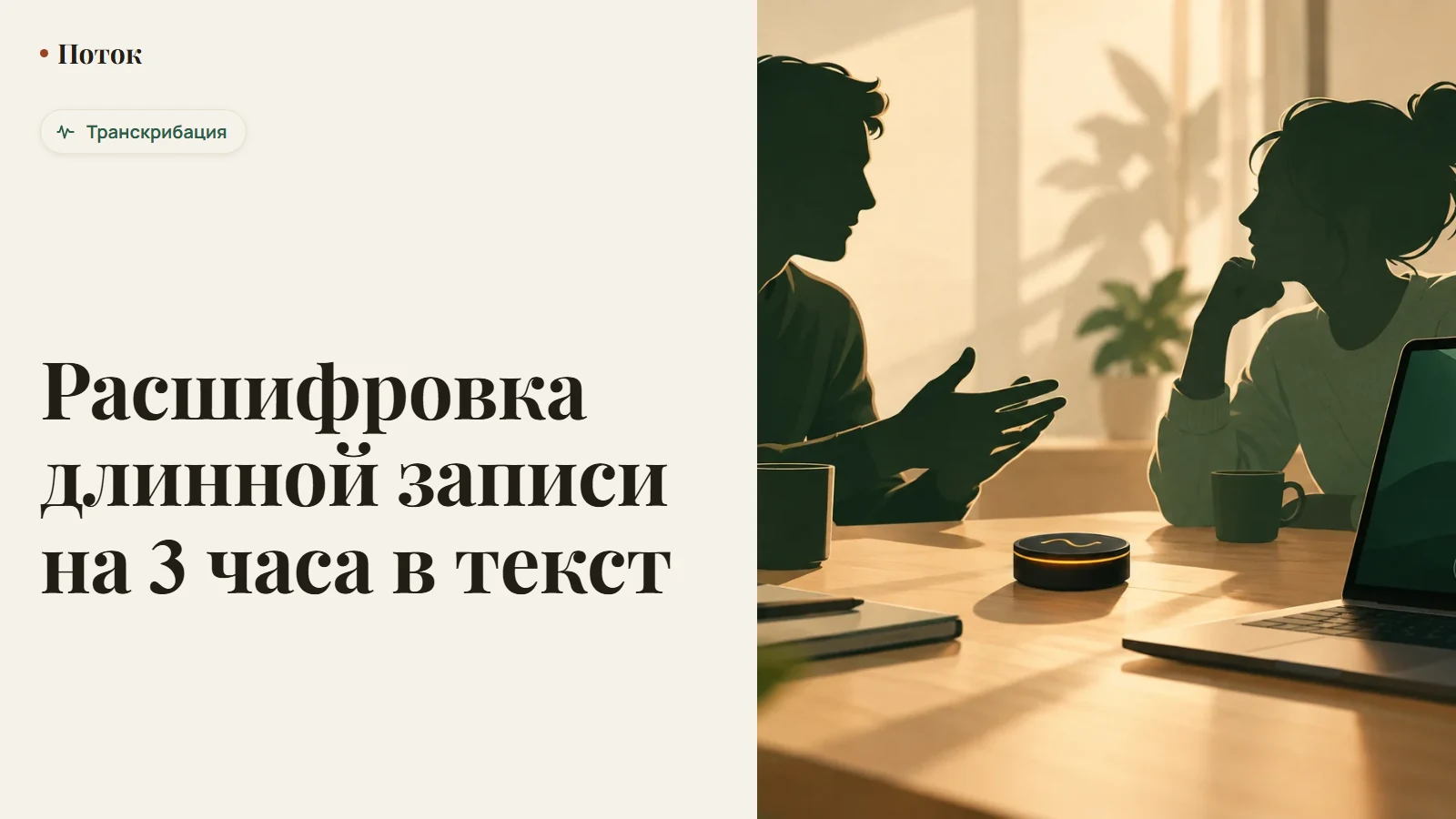 Расшифровка длинной записи на 3 часа в текст