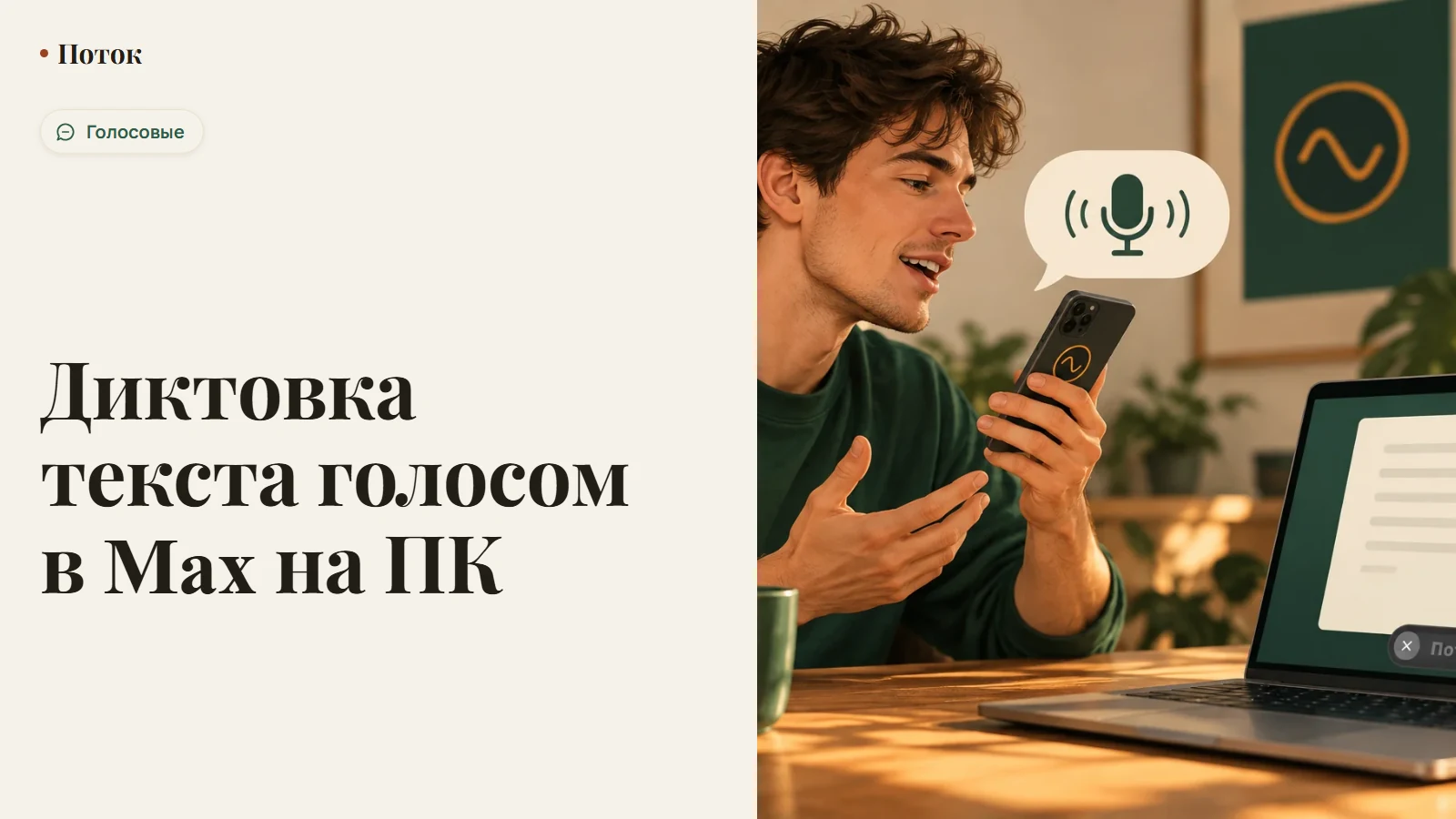 Диктовка текста голосом в Max на ПК