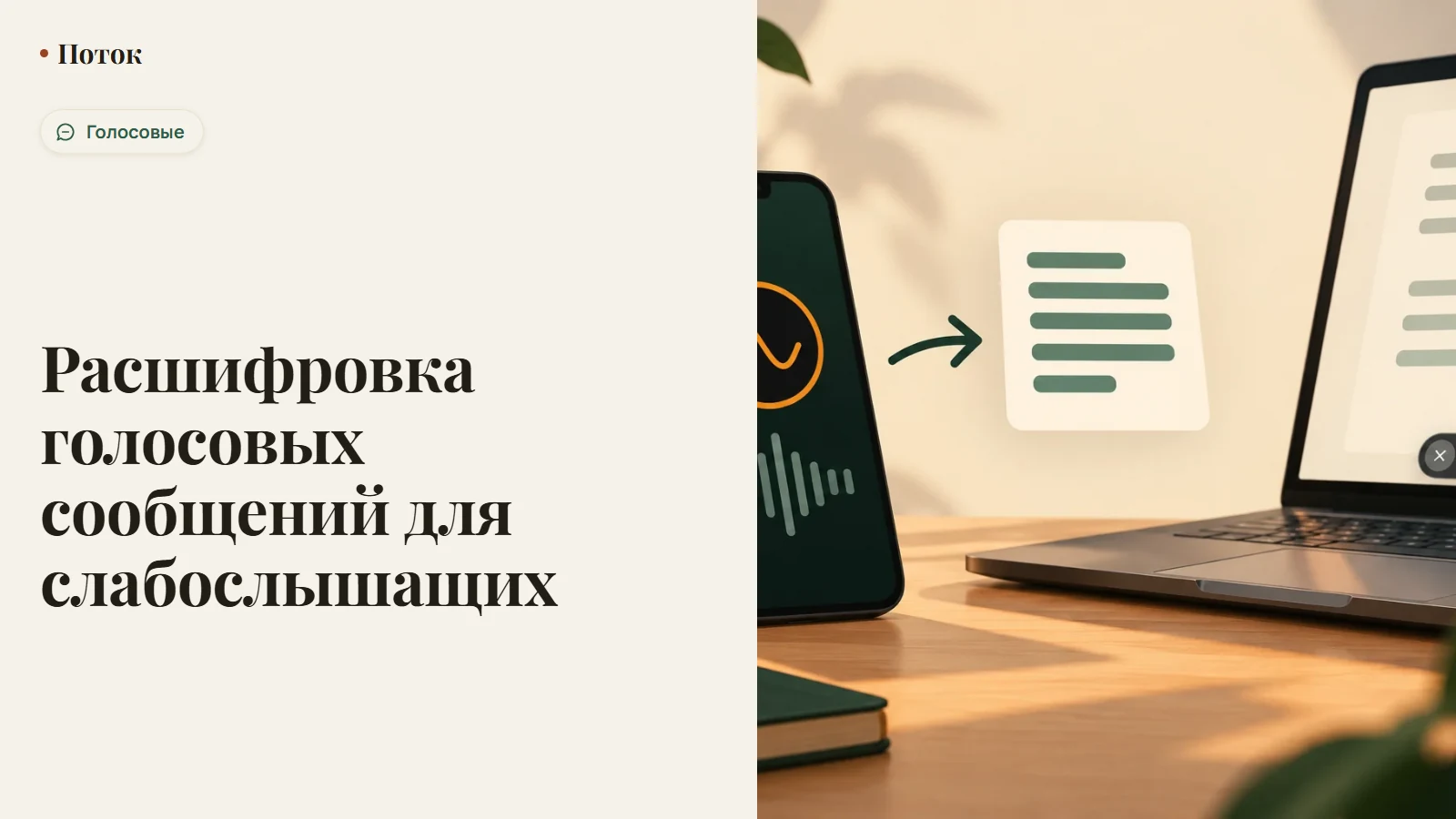 Расшифровка голосовых сообщений для слабослышащих