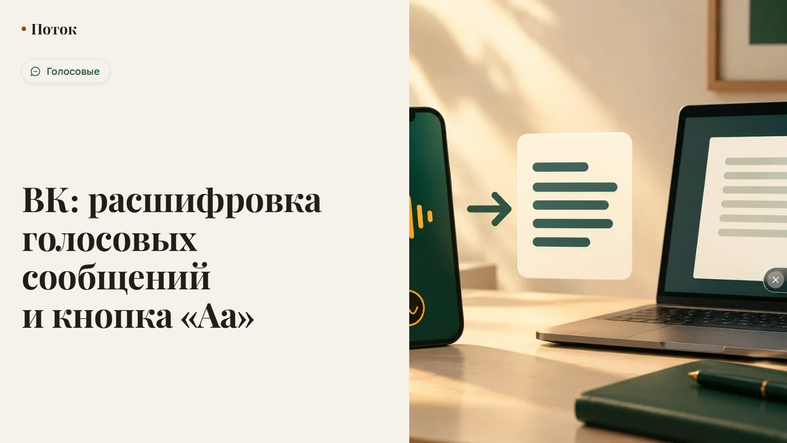 ВК: расшифровка голосовых сообщений и кнопка «Аа»