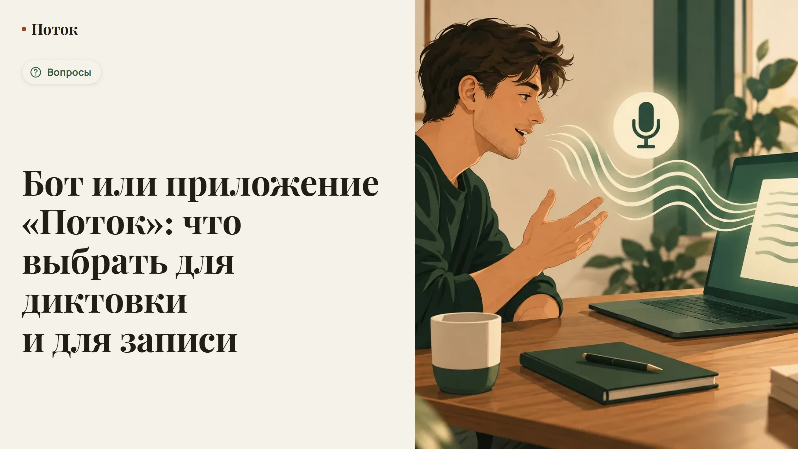 Бот или приложение «Поток»: что выбрать для диктовки и для записи